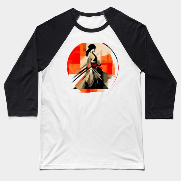 Minimalistic Female Samurai Baseball T-Shirt by UKnowWhoSaid